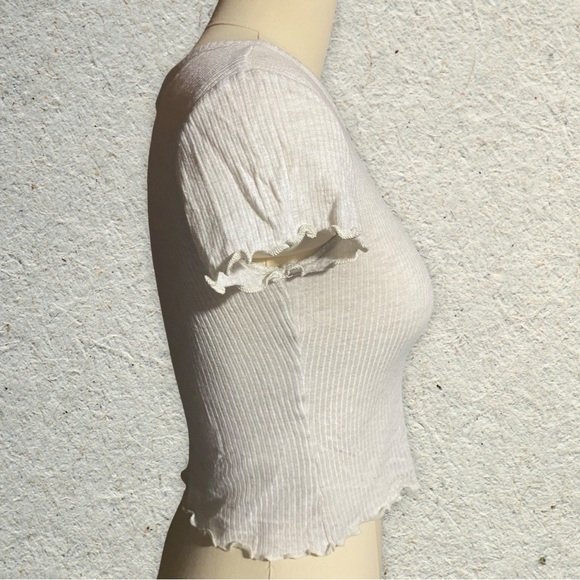 Altar’d State Ribbed Crop Top w/ Ruffled Edges - Picture 3 of 7